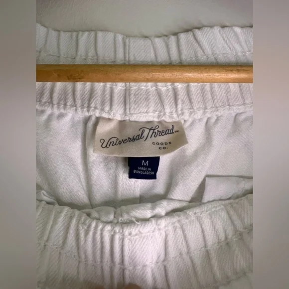 Universal Thread White Wide Leg Pants Drawstring Cotton Coastal Minimalist M - Picture 7 of 11